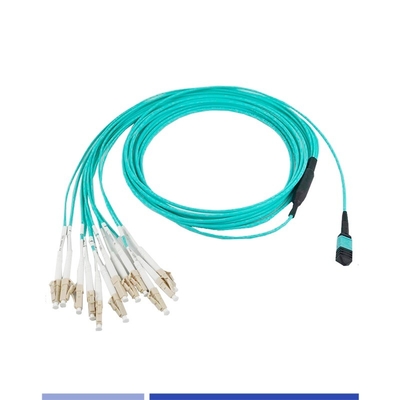 12 Fibra OM3 MTP® a LC Simplex Fibra óptica de cable de tronco Femenino LSZH Cordón de parche 1m