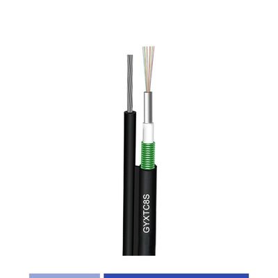 comprar 12 Fibra de modo único 9/125um Cable de fibra aérea con mensajero PE con chaqueta GYXTC8S fabricación en línea