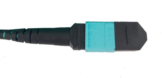 comprar OM4 12 hebras de cable de parche de fibra MPO Femenino 1m Tipo B 3,0mm Aqua fabricación en línea