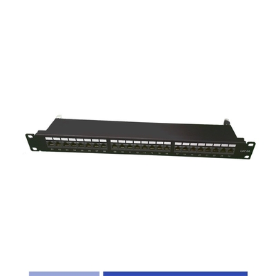 comprar Cat6A Panel de parches 24 puertos blindados 1U montado en bastidor para el sistema de cableado fabricación en línea