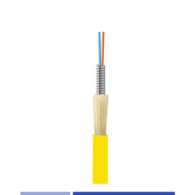 comprar Cable de fibra óptica de interior de modo único G652D 6 hebras de fibra blindada LSZH chaqueta amarilla fabricación en línea