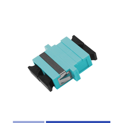 comprar Adaptador de fibra óptica OM3 SC UPC acoplador óptico dúplex con brida fabricación en línea