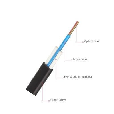 Cable de caída plana para interiores Multimodo OM3 12 Fibra LSZH Negro resistente a la aplastamiento