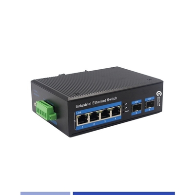 Convertidor de medios de fibra industrial 10/100/1000M 2 SFP con 4 puertos RJ45 Single-mode SMF Duplex 1310nm 20KM