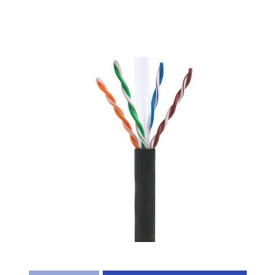 UTP Cable Cat6 para exteriores 23AWG Cobre sólido 4 pares chaqueta PE Negro 305Mtr