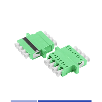 Adaptador de fibra óptica de modo único LC APC acoplador quádruple óptico con brida Verde
