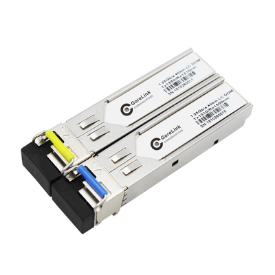 Transceptor óptico Gigabit BIDI de 20 km de doble fibra de modo único SFP módulo TX1310nm RX1550nm LC